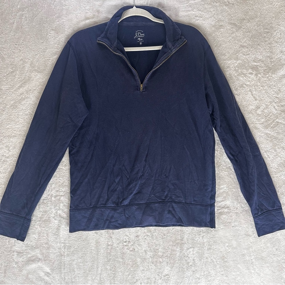 J. Crew Men’s Medium Zip Navy Cotton Pullover 100% Cotton Lightweight